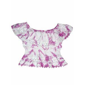 Seaspice Off Shoulder Top Pink Tie Dye Crop Crochet Size S 100% Cotton